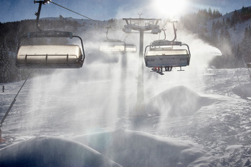chair lift winter snow alpine skiing