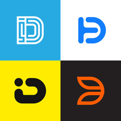 Fototapeta D letter logo collection vector design. Set of simple company logo icons. obraz
