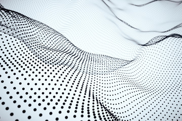 Abstract black digital glowing wave