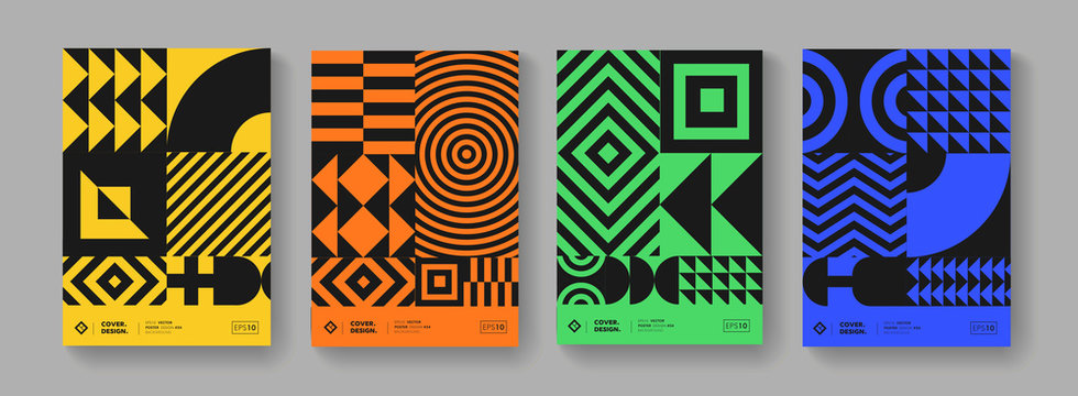 Cool minimal geometric poster collection vector design.  Trendy pattern.