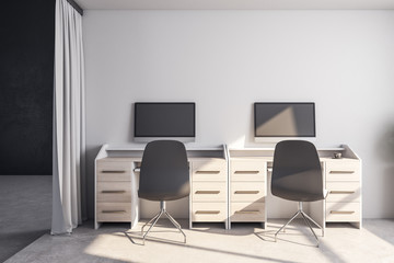 Fototapeta premium Modern office interior withtwo computers