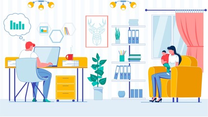 Daddy Trying to Work in Home Office, Solving Tasks