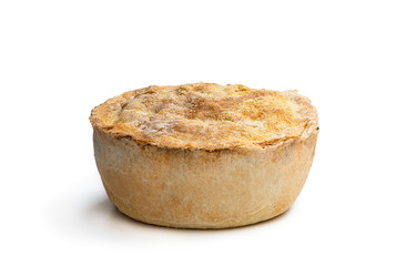 Puff pastry steak pie on isolated on white