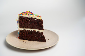 piece of chocolate cake on a plate