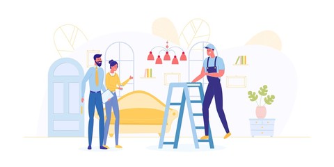 Professional Electrician Repairman in Uniform Work