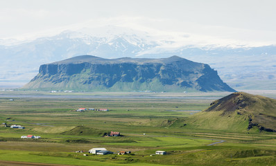 Typical icelandic landscape with black stones mountains, Iceland, Europe