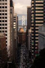 View from California Street at San Francisco's downtown, California, United States.