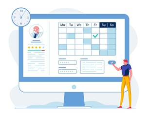 Man Choosing Doctor Online Vector Illustration