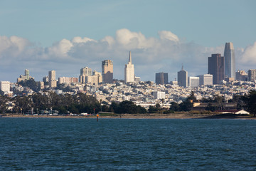 View from the skyline of San Francisco's downtown from the hills of the city, in California, United States.