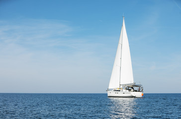 Fototapeta na wymiar Sailboat sailing sail, Mediterranean sea, Croatia