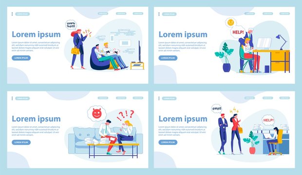 Four Office Work Landing Page Design Templates