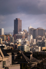 View from the skyscrapers of San Francisco's downtown from the hills of the city, in California, United States.