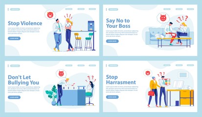Harassment in Workplace Types. Four Landing Pages