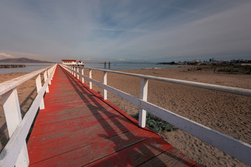 Pier in Crossy Field next to the Golden Gate Bridge in San Francisco, California, United States.