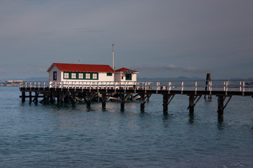 Fototapeta premium Pier in Crossy Field next to the Golden Gate Bridge in San Francisco, California, United States.