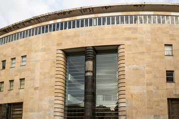 The facade of the central post office in Naples, Italy
