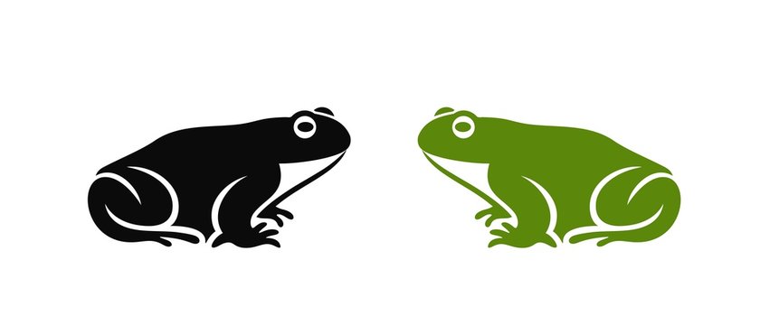 Frog logo. Abstract frog on white background. Bufo Common European Toad