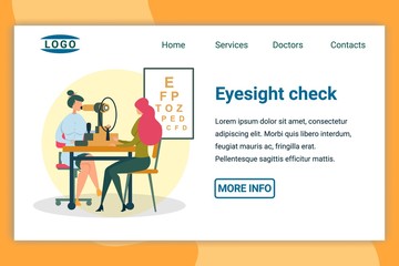 Eyesight Check in Hospital or Clinic Flat Banner.