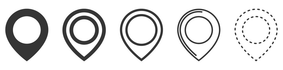 Set of location icons in flat style. Vector icons.