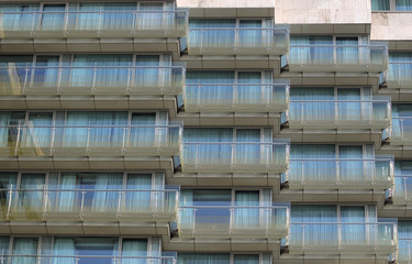 Windows front of building with balcony