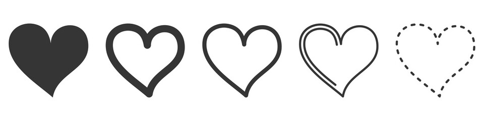Heart vector icons. Set of love symbols isolated.