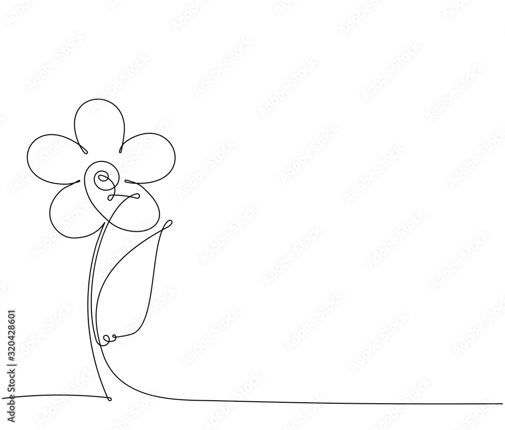 Poster abstract vector flower in one continuous line style for your design.