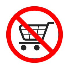 No shopping cart sign on white background.