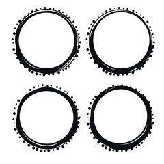 Set of four black round frames with decorative dots for your design
