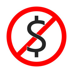 No dollar sign. Dollar forbidden vector icon.