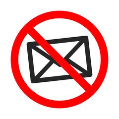 No mail sign. No envelope icon. Mailing forbidden