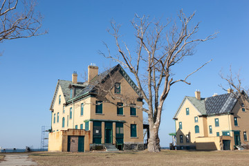 A view of the empty military residences along Officer's Row at Fort Hancock.