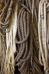 Close-up of various tangled ropes