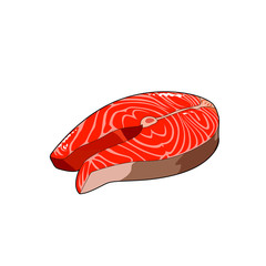 Salmon steak. Red fish fillet slice. Fresh fish meat. Vector graphic illustration