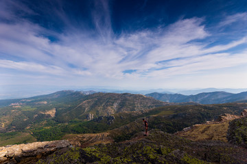 Fototapeta na wymiar Peña de France in Salamanca, Spain, mountaineer observes the beautiful and great valley from above