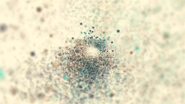 Abstract green blue dark particles motion background animation. Looping and full hd.