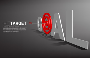 Fototapeta premium arrow archery hit on the center of target in goal wording . Business Concept of marketing target and customer.Company vision mission and goal.