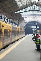 December 8, 2019, Porto, Portugal. passengers waiting for the train at the station