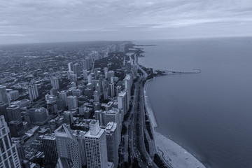 Aerial View North coast of Chicago