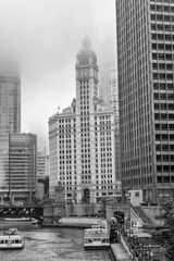 Skyscrapers of Chicago in the fog