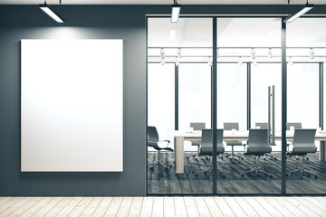 Meeting room corridor with blank poster