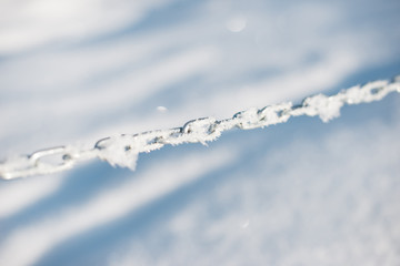 Frozen chain on white background.