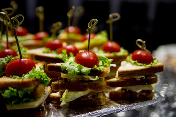 buffet sandwich with cheese and tomatoes