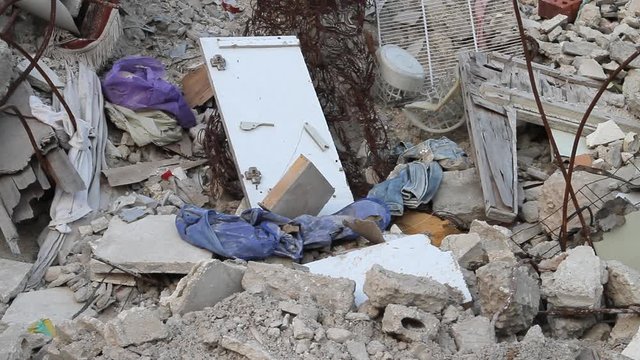 War destruction in the Homs City centre, Syria