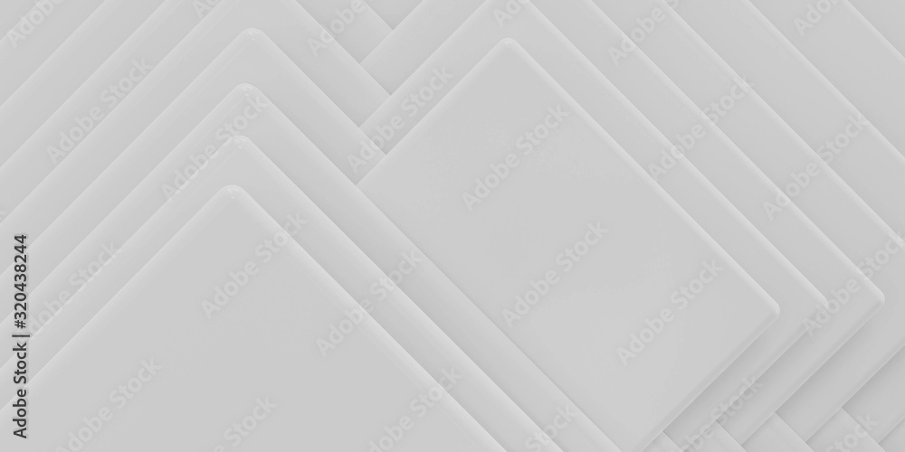 Aufkleber abstact white modern architecture background with a staple of white blocks 3d illustration render