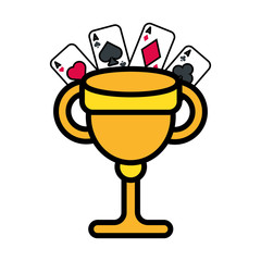 trophy cup award and casino cards