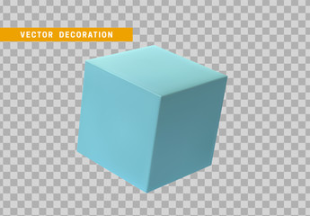 Fototapeta premium Cube is three-dimensional geometric shape isolated with blue color. 3d objects block. vector illustration.