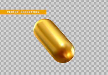 Hollow capsule isolated golden color