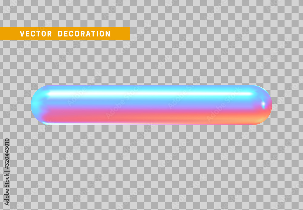 Poster hollow capsule isolated with colorful hologram chameleon color gradient. 3d objects geometric shape.