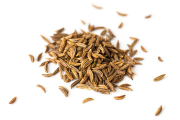 Cumin spice, seeds isolated on white background