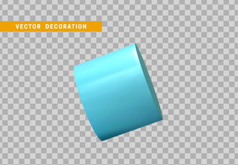 Cylinder 3d objects geometric shape. Round timber isolated blue color. vector illustration
